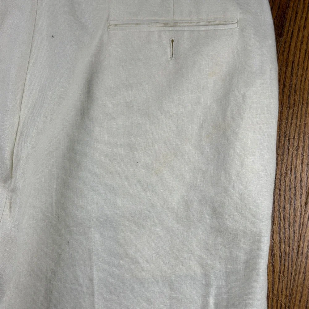 Brooks Brothers 1818 Madison Men 44R Linen Pants Cream Cuffed Dress Pants Beach